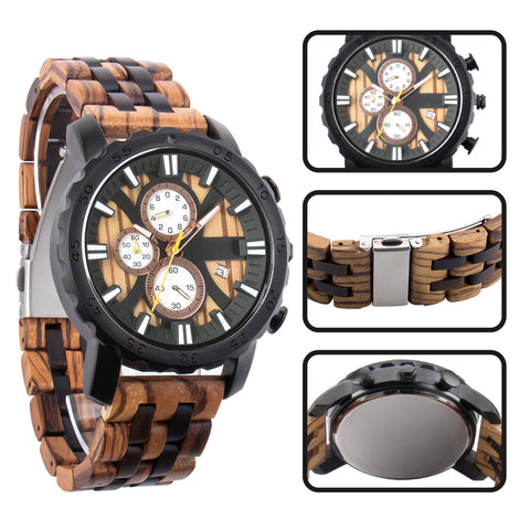 Wristwatches Wooden Watch For Men Quartz Wrist Watches Clock Gift Calendar Luminous Multifunction Fashion