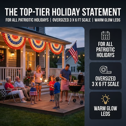 LED Patriotic Bunting Banner for America’s 250th