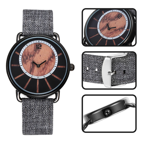 Wristwatches Ultra-thin Wooden Dial Men Watch For Waterproof Quartz Canvas Strap Alloy Leisure Fashion Wrist Watches Mens Reloj Hombre