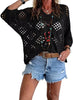 Women's Bohemian-Inspired Beige Crochet Top with V-Neck