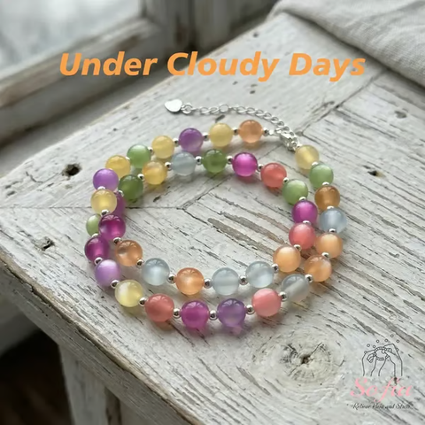 Sofia Dopamine UV Reactive 🌈Rainbow Beaded Choker, Waterproof Stackable Summer Necklace