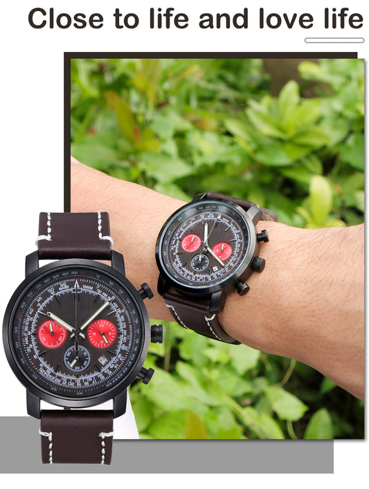 Fashion Large Dial Quartz Leather Sport watches High Quality Clock Wristwatch Relogio Masculino Men Watch