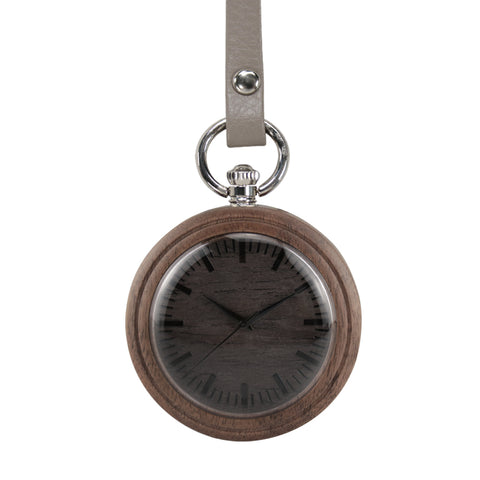 Vintage Pendant Clock Carved Pattern Analog Quartz Watches Reloj De Bolsillo Wood Pocket Watch With Fob Chain For Man