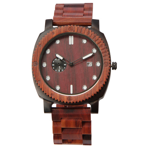 Wooden quartz watch OEM casual personality large dial with two pin calendar luminous watch