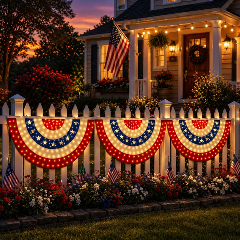 LED Patriotic Bunting Banner for America’s 250th