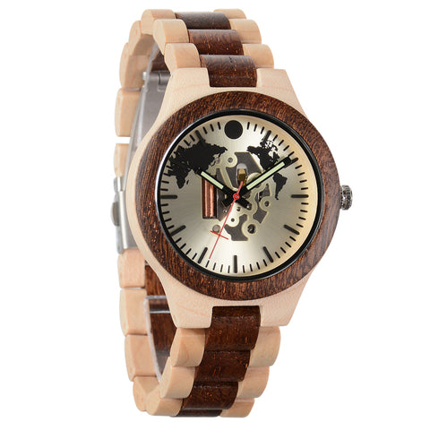 New Adult European and American Casual Fashion Hollow Quartz Wooden Watch