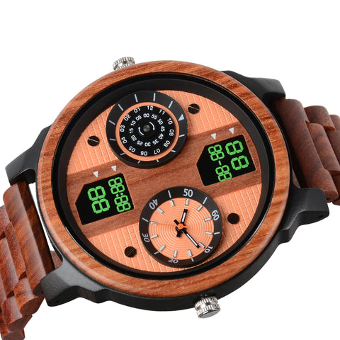 Cross-border casual large dial quartz watch trend domineering wooden watch
