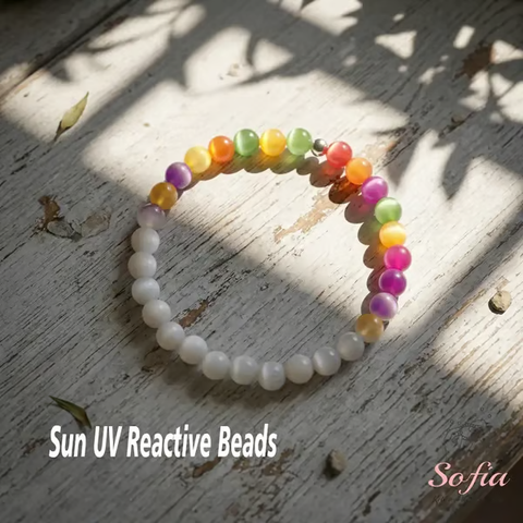 Sofia Dopamine UV Reactive 🌈Rainbow Beaded Choker, Waterproof Stackable Summer Necklace