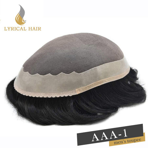 LYRICAL HAIR US STOCK Men Toupee Fine Monofliament Durable Mens Hair System Human Hair Mens Hairpiece|Fast Shipping USA
