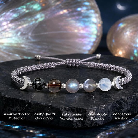 Moon Phase Crystal Healing Bracelet - Natural Stones for Balance & Good Energy
