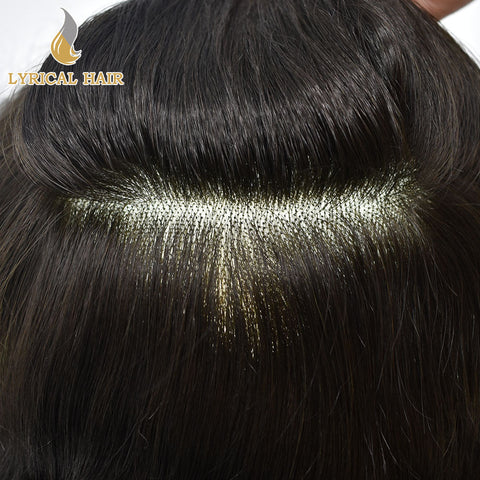 LYRICAL HAIR US STOCK Men Toupee Fine Monofliament Durable Mens Hair System Human Hair Mens Hairpiece|Fast Shipping USA