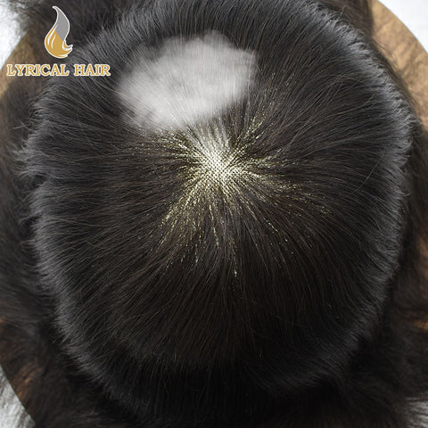 LYRICAL HAIR US STOCK Men Toupee Fine Monofliament Durable Mens Hair System Human Hair Mens Hairpiece|Fast Shipping USA