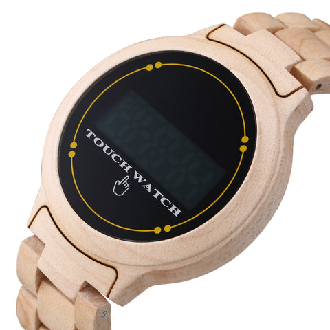 Click to enlarge Have one to sell? Sell now Novel Wooden Watch LED Display Touch Screen Men's Quartz Wrist Watch Wood Band