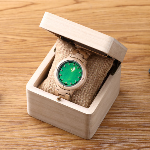 Natural Wooden LED Watch Diamond Display Wooden Strap Watch Fashion Men Watch