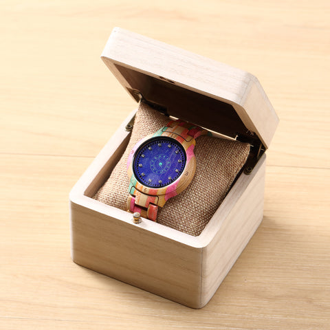 Natural Wooden LED Watch Diamond Display Wooden Strap Watch Fashion Men Watch