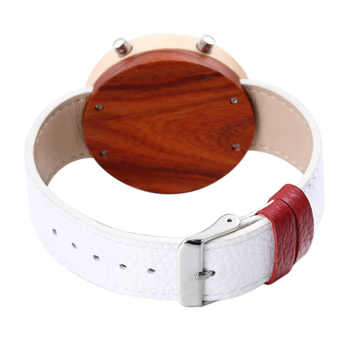 Creative Nature Wood LED Lights Electronic Wooden Watch for Men Leather Strap