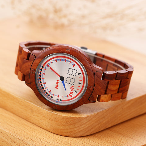 Men's Digital Watch Night Vision Wooden Watch Unique LED Display Wooden Wrist Watches with Wooden Band