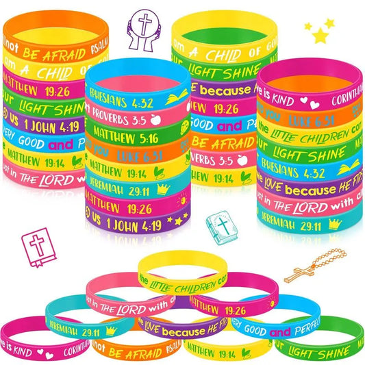 ✝️Bible Verse Bracelets – Christian Faith Wristbands for Church Events, Youth Groups & Sunday School Rewards