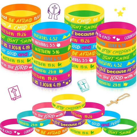 ✝️Bible Verse Bracelets – Christian Faith Wristbands for Church Events, Youth Groups & Sunday School Rewards