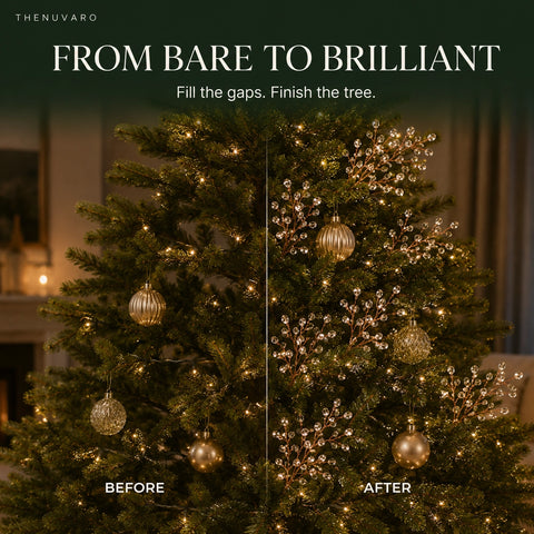 ✨ Crystal Beaded Christmas Tree Branch Picks – Instant Sparkle & Fuller Holiday Décor