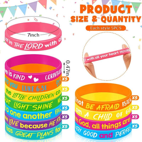 ✝️Bible Verse Bracelets – Christian Faith Wristbands for Church Events, Youth Groups & Sunday School Rewards