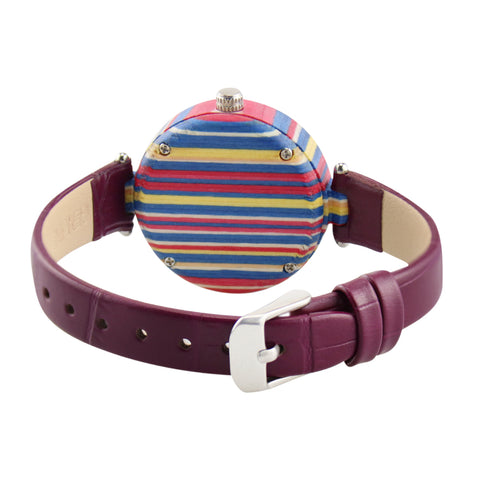 High quality christmas trending Japan hot selling natural Wooden rainbow color quartz watch