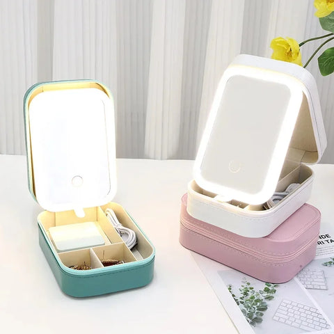 Illuminate Your Beauty Routine with the LED Mirror Makeup Storage Box - The Ultimate Portable Travel Makeup Case!
