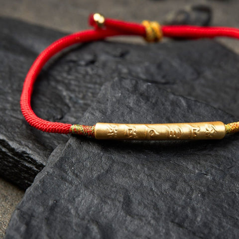 Buddha & Karma Tibetan Red String Bracelet - Buddhist Lucky Charm