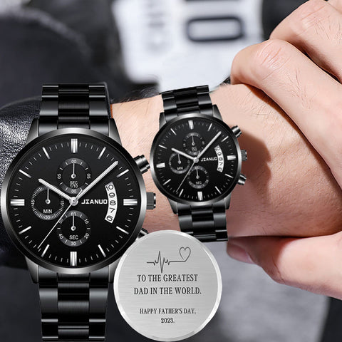 Father's Day 2023 Engraved Black Chronograph Watch