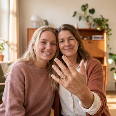 Handgemaakte Initiaal en steen ring