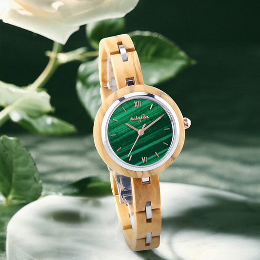 Shifenmei-5511Women's Noble Green Face Wooden Watch