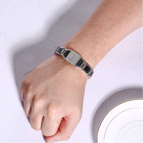 Men's Jesus cross magnetic carbon fiber titanium bracelet