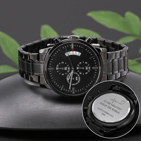 Father's Day 2023 Engraved Black Chronograph Watch